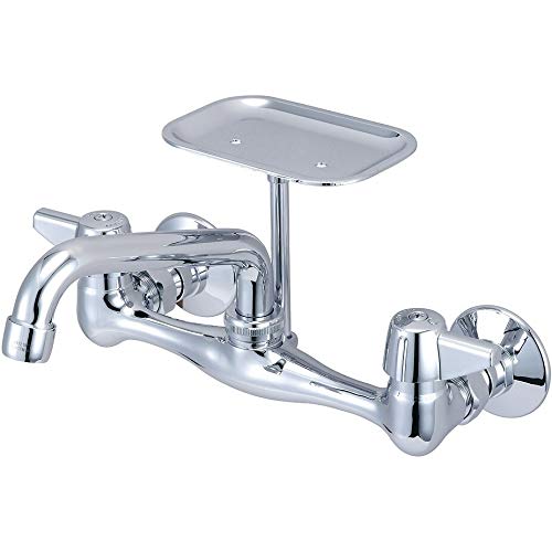Brass Two Handle Wallmount Kitchen Faucet 6" Tube Swivel Spout 0048-ta -