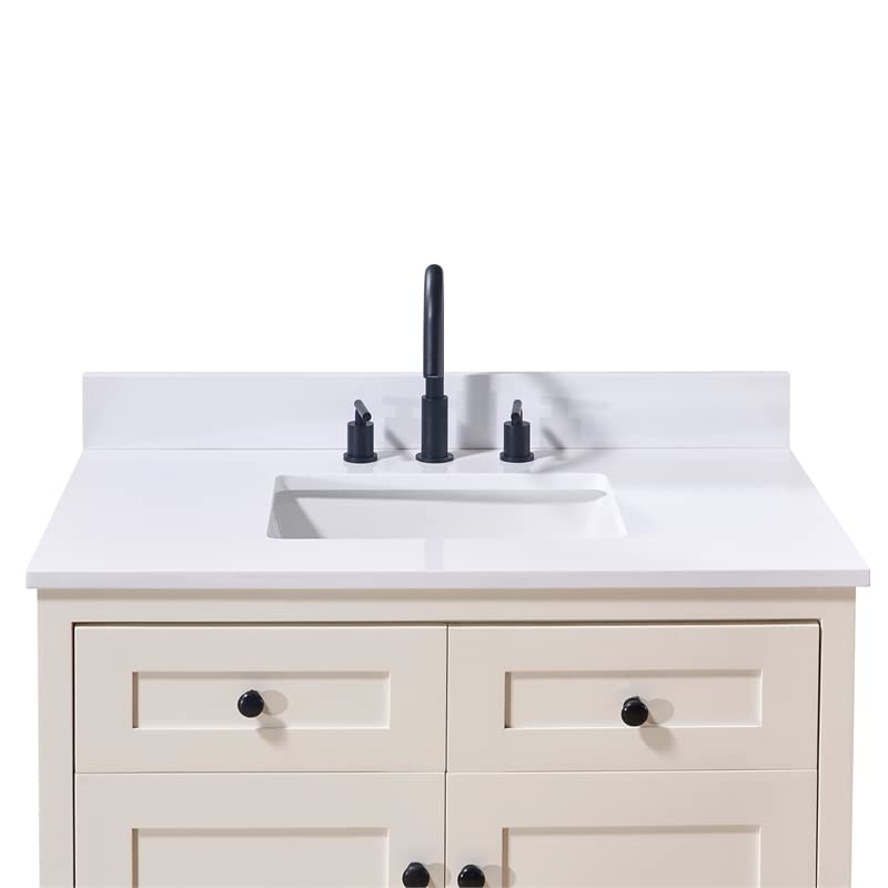Altair Design 37. in Stone Effects Vanity Top in Snow White with White Sink 37-inches - Diamond Home USA