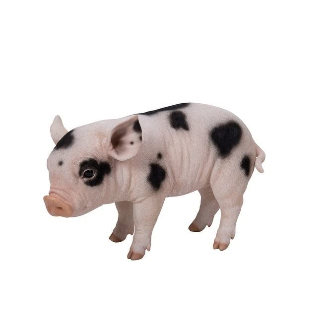 Standing Baby Pig with Black Spots Pink Animals Polyresin - Diamond Home USA