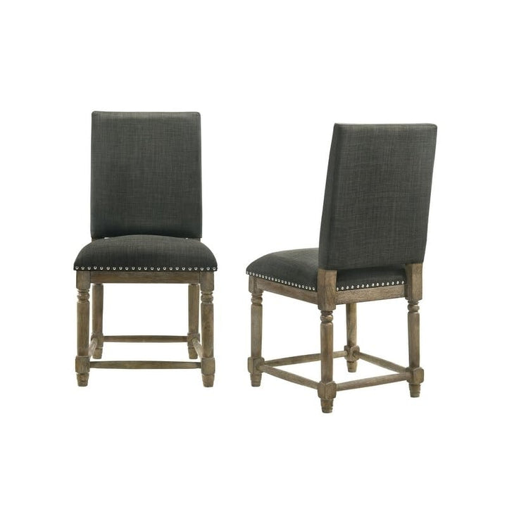 Set of 2 Gray Fabric Dining Chair with Nailhead Trim Grey Farmhouse - Diamond Home USA