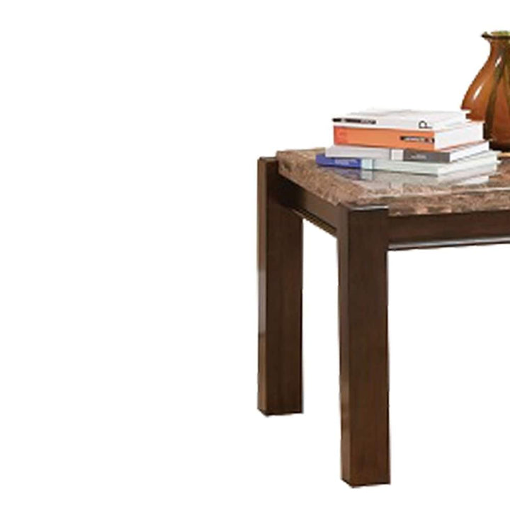 End Table W/Marble Top in Walnut Finish Multi Color Modern Contemporary Wood - Diamond Home USA