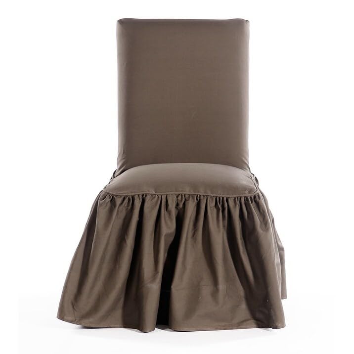 Classic Slipcovers Ruffled Dining Chair slipcover with Bowtie (Single) White - Diamond Home USA