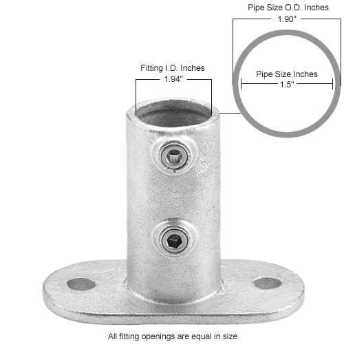 Global Industrial 1-1/2" Size Rail Flange Pipe Fitting (1.94" Fitting I.D.) - Diamond Home USA