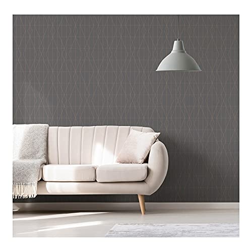 Charcoal Diamond Geo Wallpaper 20.5 X Black Geometric Modern Contemporary - Diamond Home USA