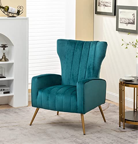 US Pride Furniture Modern Velvet Accent Chair for Living Room Bedroom or Bluenish Green - Diamond Home USA