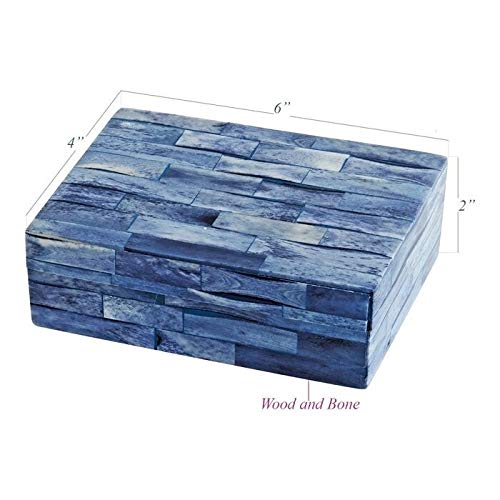 Rectangular Decorative Box Blue Transitional Bone Wood Natural Finish Storage - Diamond Home USA