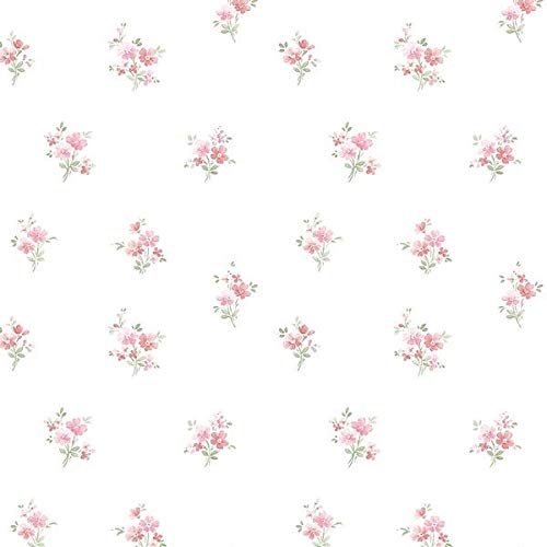 32.7 Ft. X 20.5 in. Vinyl Pink Floral Bouquet Spot Wallpaper Covering