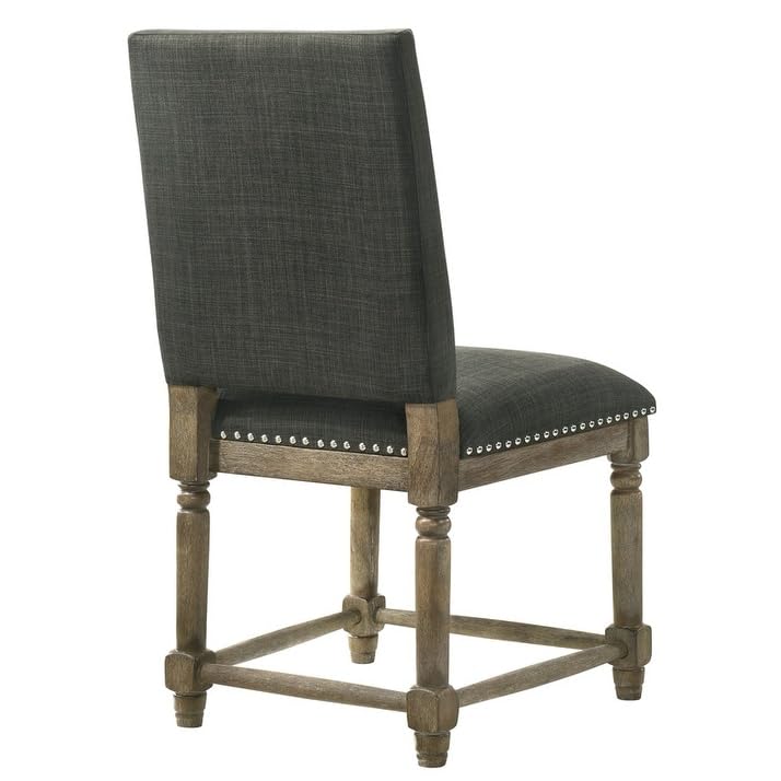 Set of 2 Gray Fabric Dining Chair with Nailhead Trim Grey Farmhouse - Diamond Home USA