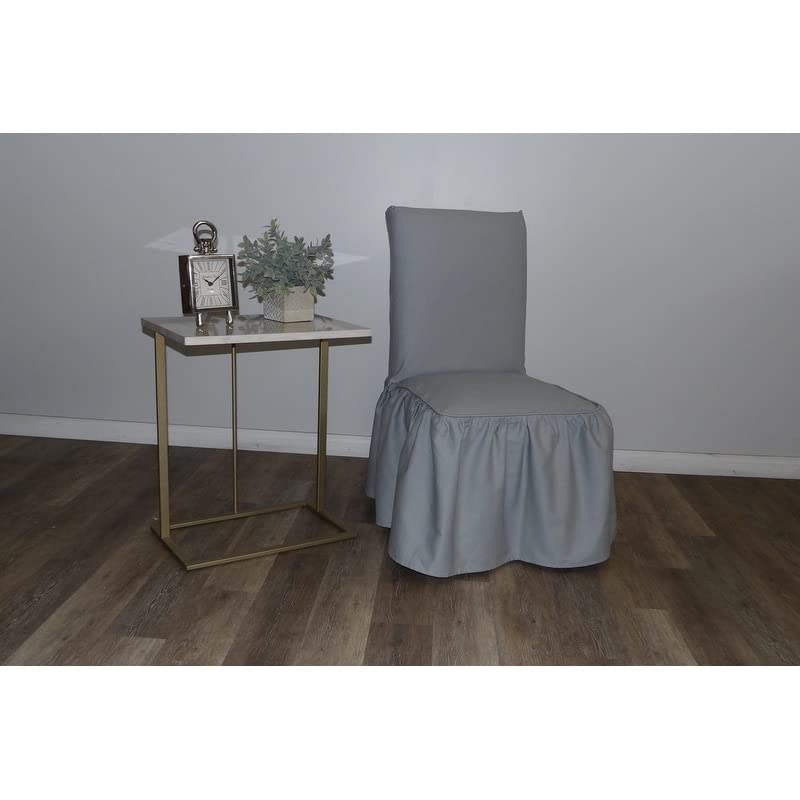 Classic Slipcovers Ruffled Dining Chair slipcover with Bowtie (Single) White - Diamond Home USA