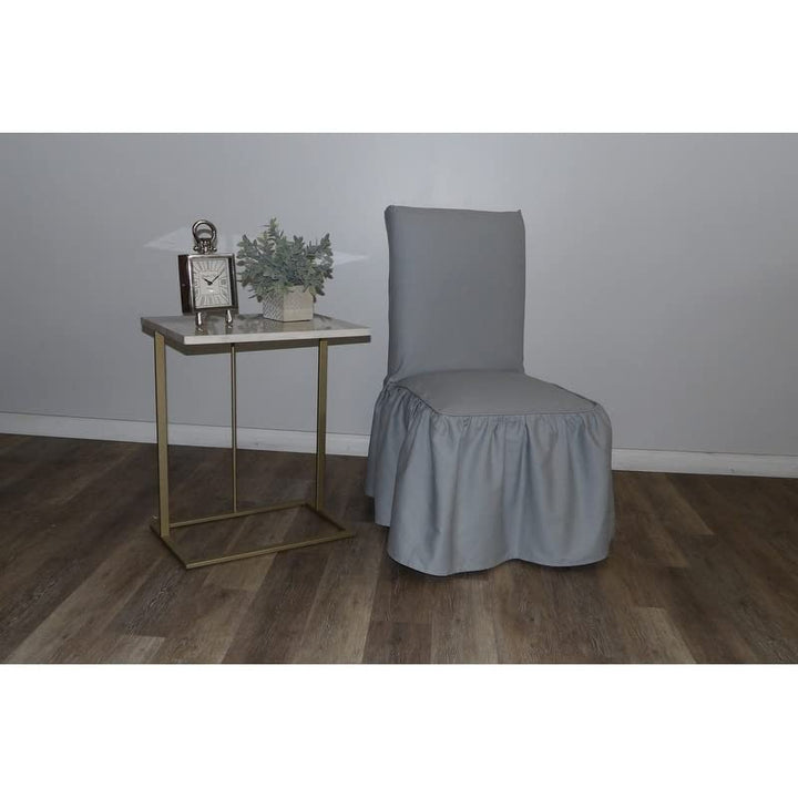 Classic Slipcovers Ruffled Dining Chair slipcover with Bowtie (Single) White - Diamond Home USA