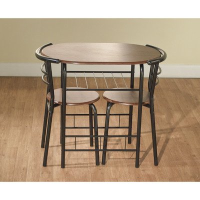 Oval Bistro 3 Piece Compact Dining Set ( Pack of 3 ) Black/Espresso - Diamond Home USA