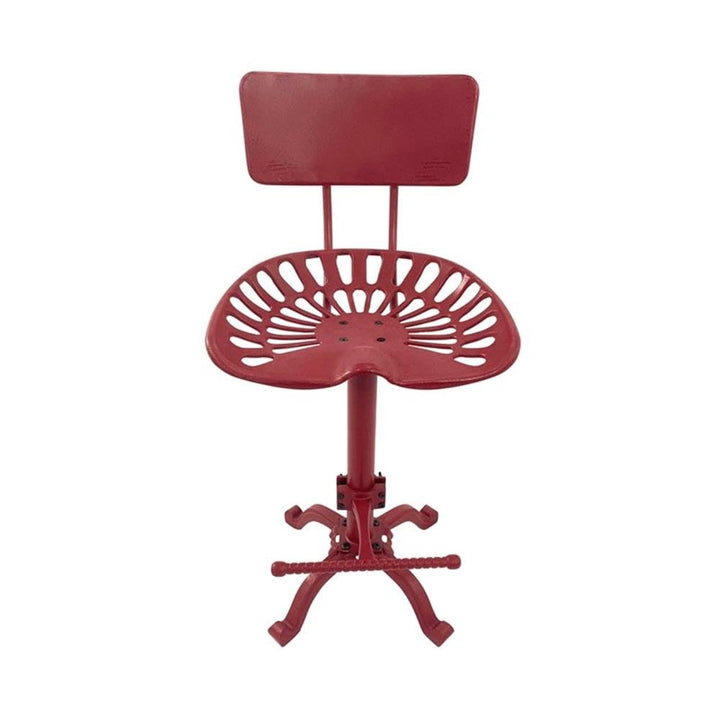 Carolina Classic August Tractor Seat Stool with Back in Red - Diamond Home USA