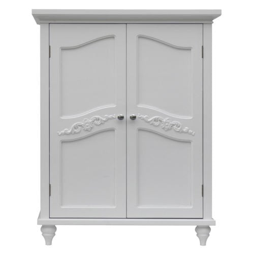 2 Door Floor White Bathroom Cabinet Elegant Style and Plenty of Storage - Diamond Home USA