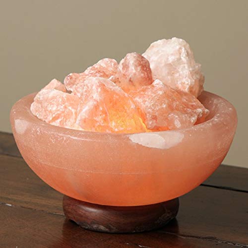 Pink Himalayan Bowl Salt Lamp with Salt Chips Authentic Himalayan Salt Lamp - Diamond Home USA