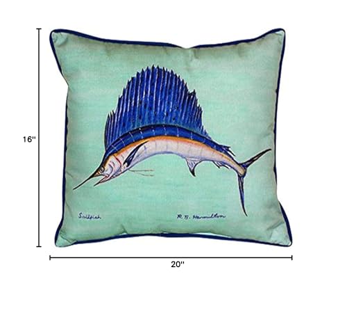 Betsy Drake Sailfish Indoor/Outdoor Pillow 16" x 20" Teal - Diamond Home USA