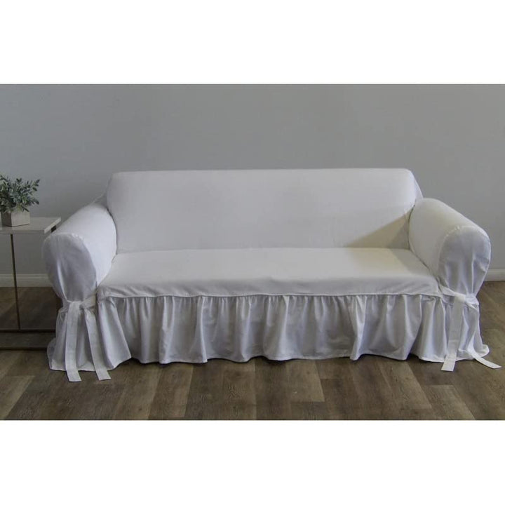 Classic Slipcovers Ruffled Cotton Sofa Slipcover Grey - Diamond Home USA