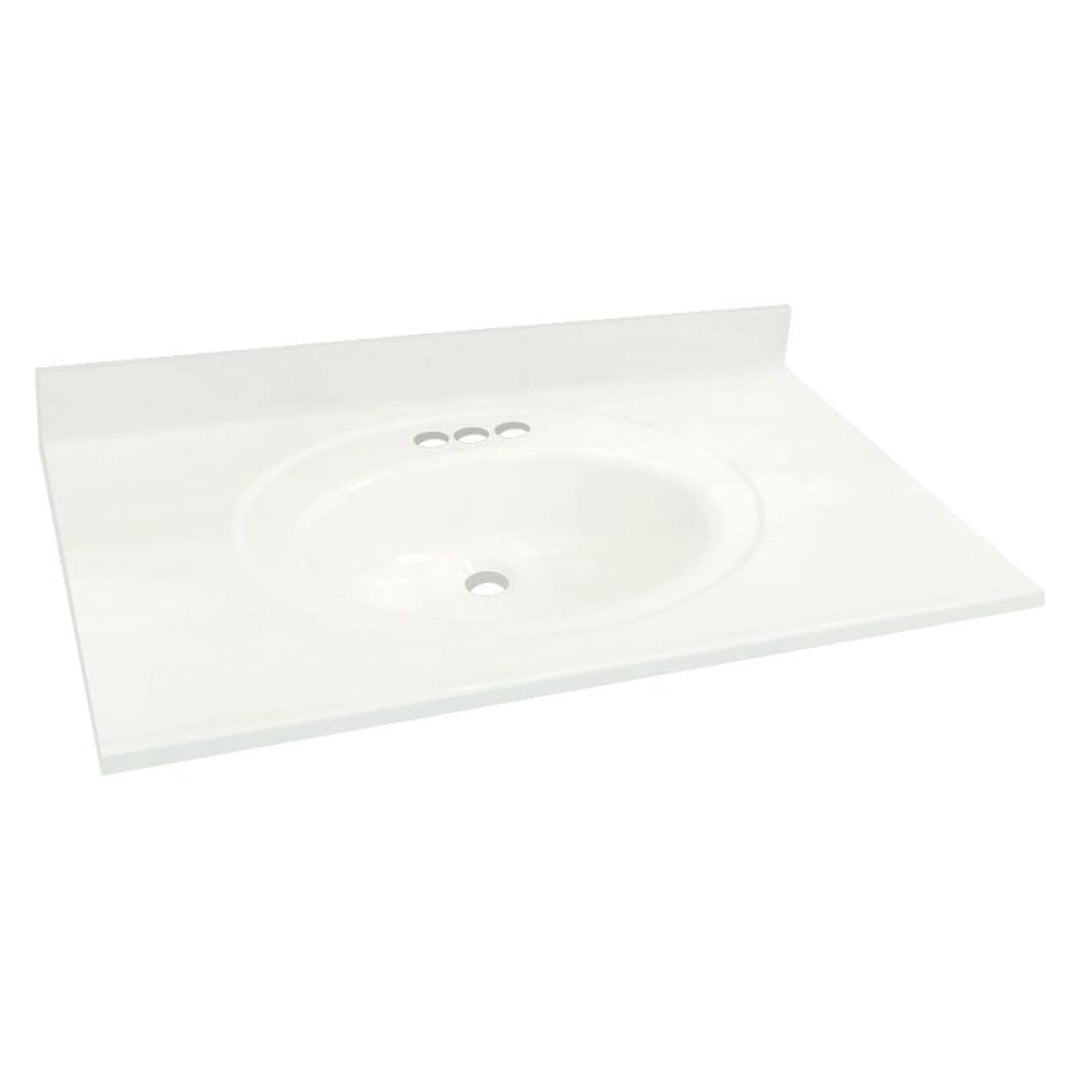 Transolid 1409-7620 31-in x 22-in Cultured Marble Bathroom Vanity Top in White