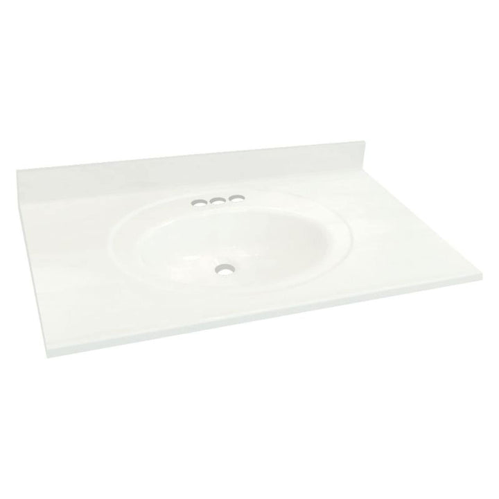 Transolid 1409-7620 31-in x 22-in Cultured Marble Bathroom Vanity Top in White