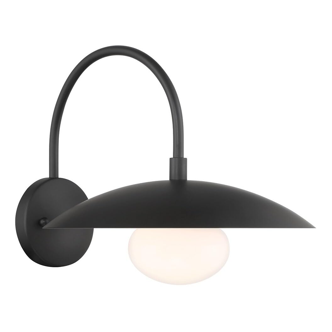 Modern Disc Matte Black 12" Wall Sconce Light 15.5'' D X 12'' W 11'' H - Diamond Home USA