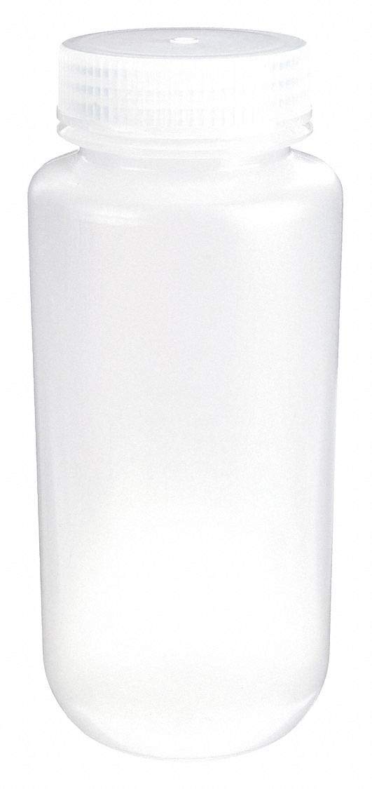 Lab Safety Supply Wide Mouth Round Bottle Reagent Plastic 500mL Clear 12 PK