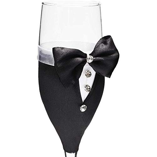 Bride And Groom Champagne Flutes Wedding Dress Tuxedo Toasting Glasses Gift - Diamond Home USA
