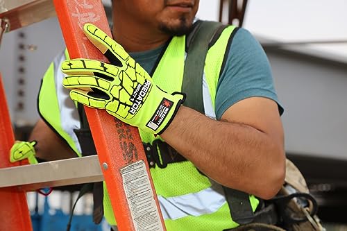 MCR Safety Gloves PD4900XXXXL Predator Mechanic Gloves Hi-Visibility Cut - Diamond Home USA