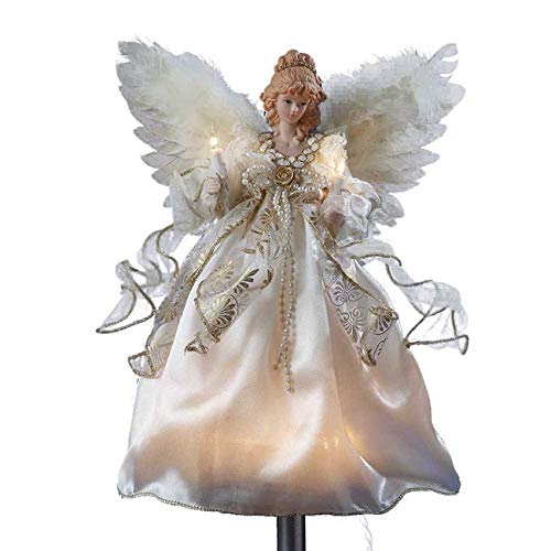 12-inch 10-Light Ivory and Gold Angel Treetop Off/White Plastic - Diamond Home USA