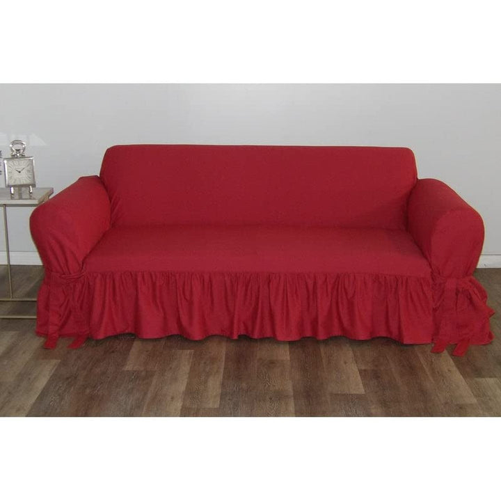 Classic Slipcovers Ruffled Cotton Sofa Slipcover Grey - Diamond Home USA