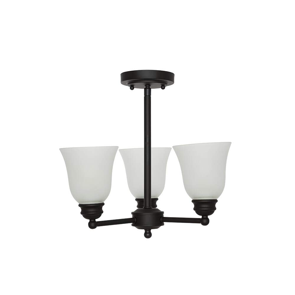 3-Light Semi-flushmount Brown Traditional Metal