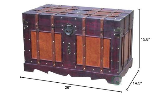 Antique Style Steamer Trunk Wood - Diamond Home USA