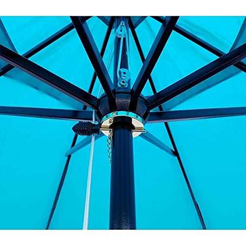 Tropishade 11 ft. Dark Wood Market Umbrella with Turquoise Olefin Cover - Diamond Home USA