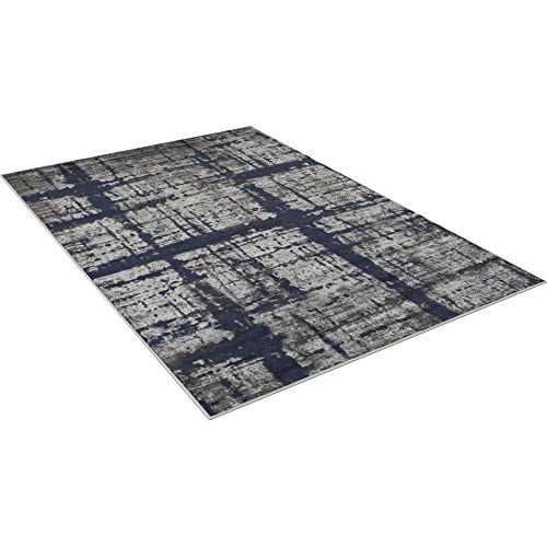 Rugs Distressed Gray and Charcoal Grey Rectangular Accent Area Rug with Midnight - Diamond Home USA