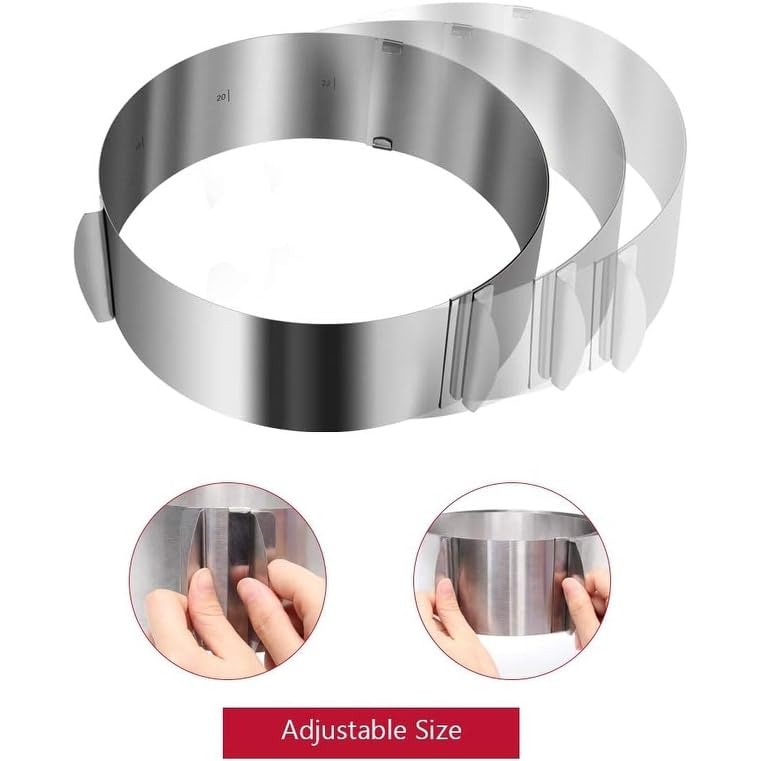 Round Stainless Steel Ring Adjustable Cake for Baking Silver Dishwasher Safe - Diamond Home USA