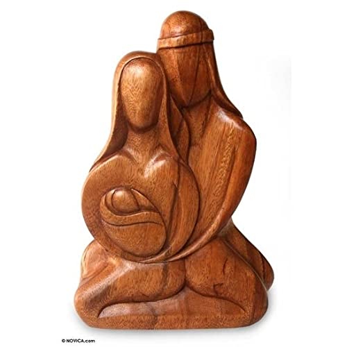 Handmade Wood Sculpture 'Family Intimacy' (Indonesia) Brown Antique