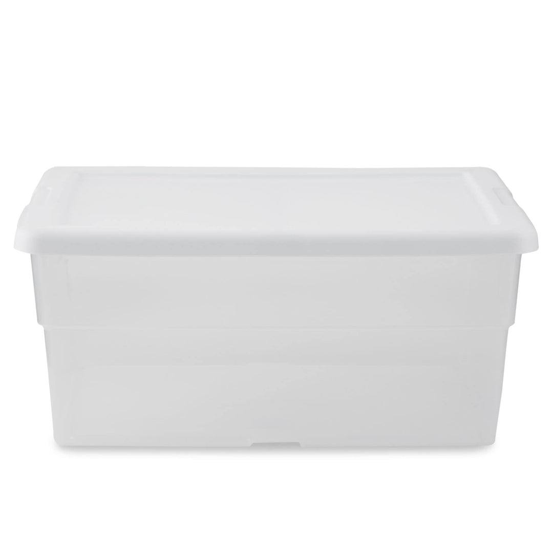 Sterilite? 16 Quart Basic Clear Storage Box with White Lid - Diamond Home USA