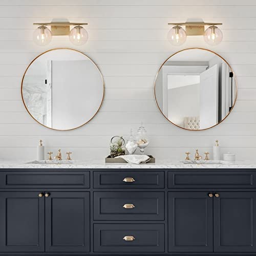 Modern Gold 2-light Bathroom Vanity Light with Glass Globe L 16.5" x W 6.5" x - Diamond Home USA