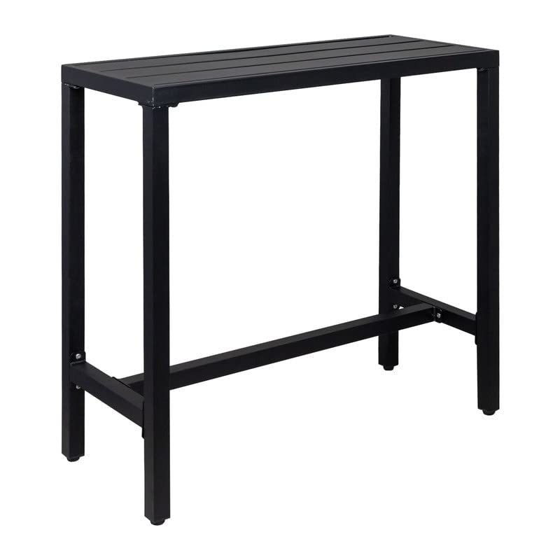 Outdoor 40 in. Metal Bar Dining Table Black Rectangular Cast Iron Finish Weather - Diamond Home USA