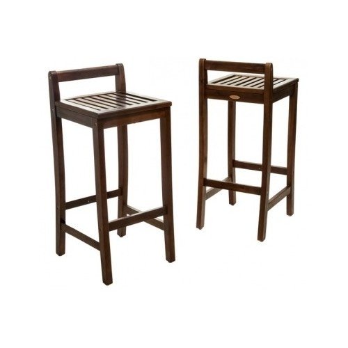 Outdoor Bar Stool Set of 2 Wood Mahogany Brown 30 Inch - Diamond Home USA