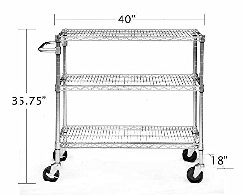 TRINITY EcoStorage Heavy Duty 3 Tier Rolling Cart for Kitchen Organization - Diamond Home USA