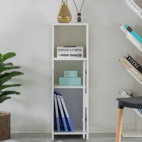 Home Tall Freestanding Bathroom Vanity Linen Tower Organizer Cabinet White - Diamond Home USA