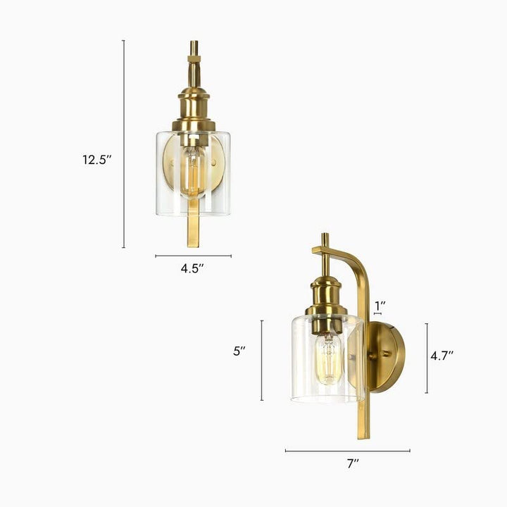 Modern Gold 1-Light Dimmable Wall Sconce with Glass Shade 4.5" L X 7.5" W - Diamond Home USA