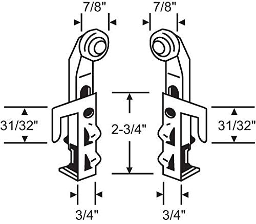 BY PASS ADJUSTABLE TOP ROLLER LEFT AND RIGHT PAIR - Diamond Home USA