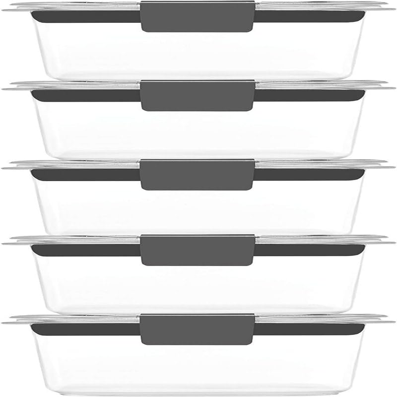 Storage Containers With Of 5 (1.3 Cup) Grey Plastic - Diamond Home USA