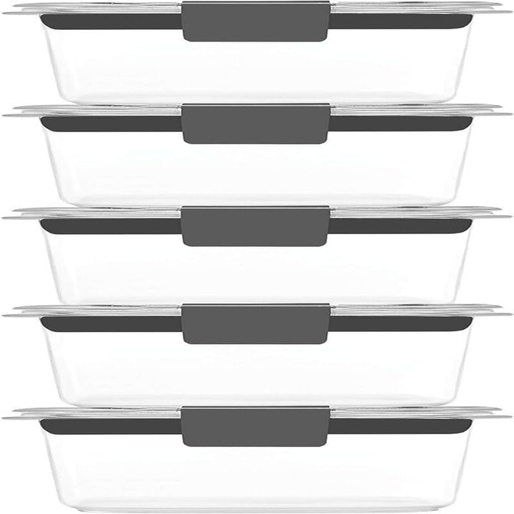 Storage Containers With Of 5 (1.3 Cup) Grey Plastic - Diamond Home USA
