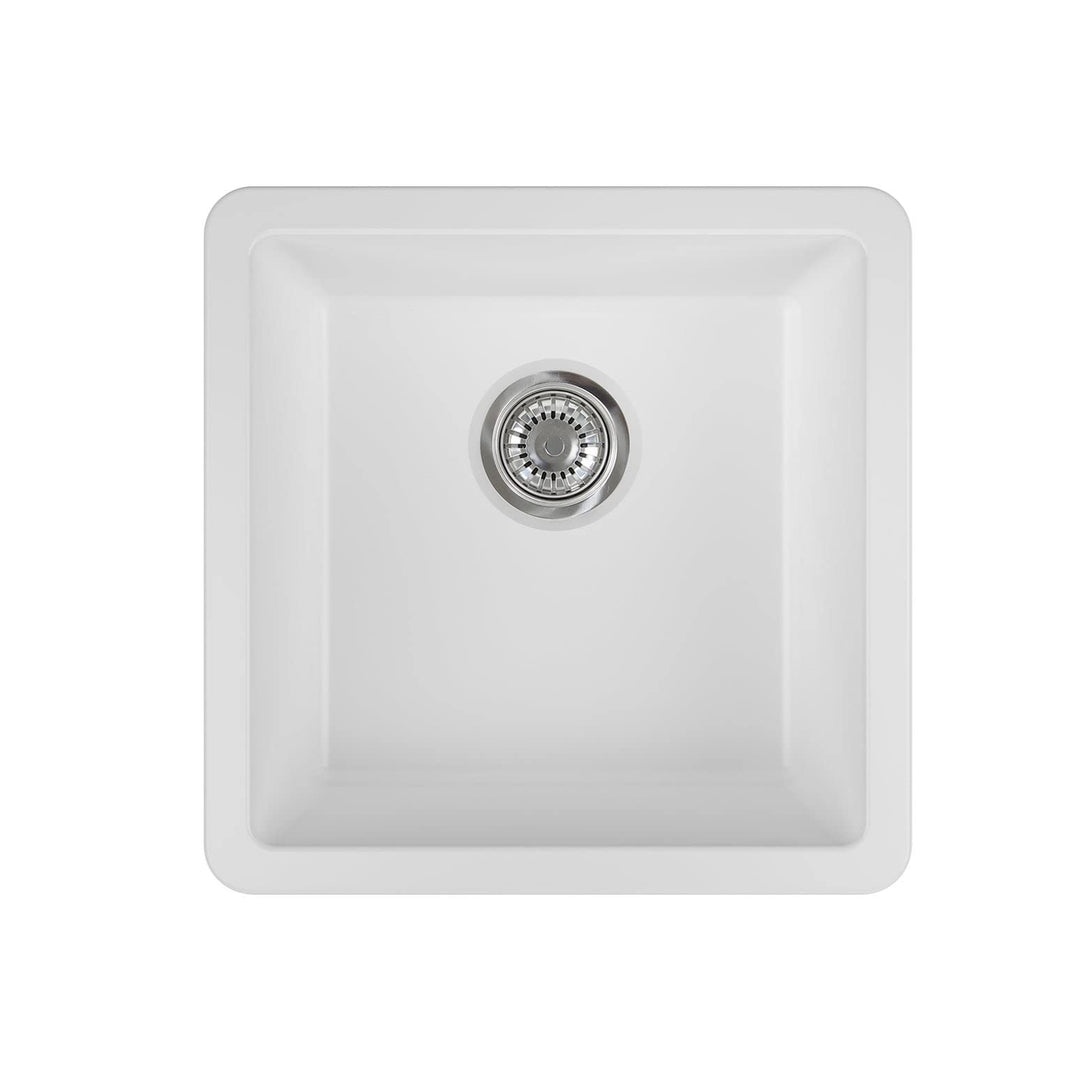 17" L X W Square Undermount Bar Kitchen Sink 17 White Rectangle Glossy - Diamond Home USA