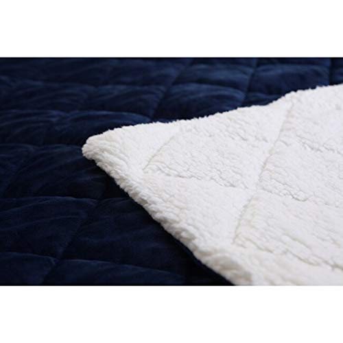 Cozy Soft Quilted Fleece-Like Throw Blue Solid Color Victorian Fleece Microfiber - Diamond Home USA