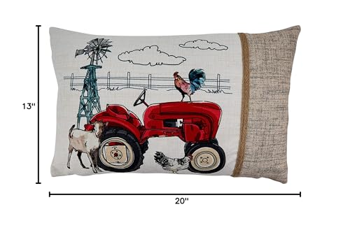 SARO LIFESTYLE Deere Collection Farm Tractor Throw Pillow with Poly Filling 13"x20" - Polyester - Diamond Home USA
