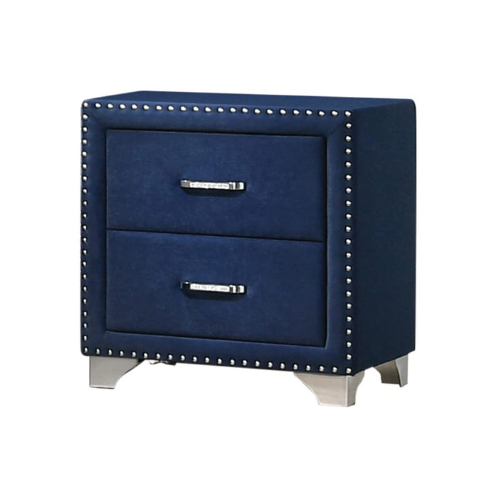 simple relax 2 Drawers Velvet Nightstand Pacific Blue Chrome Pacific Blue, Chrome