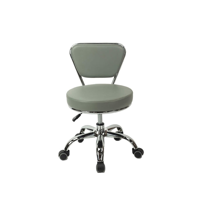 Short Stool Adjustable 13" to 15" Low Rolling Chair with Backrest Storm Grey
