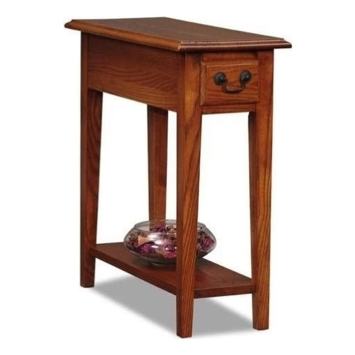 BOWERY HILL Charsde Narrow End Table wth One Drawer and Hand Appled Fnsh Oak